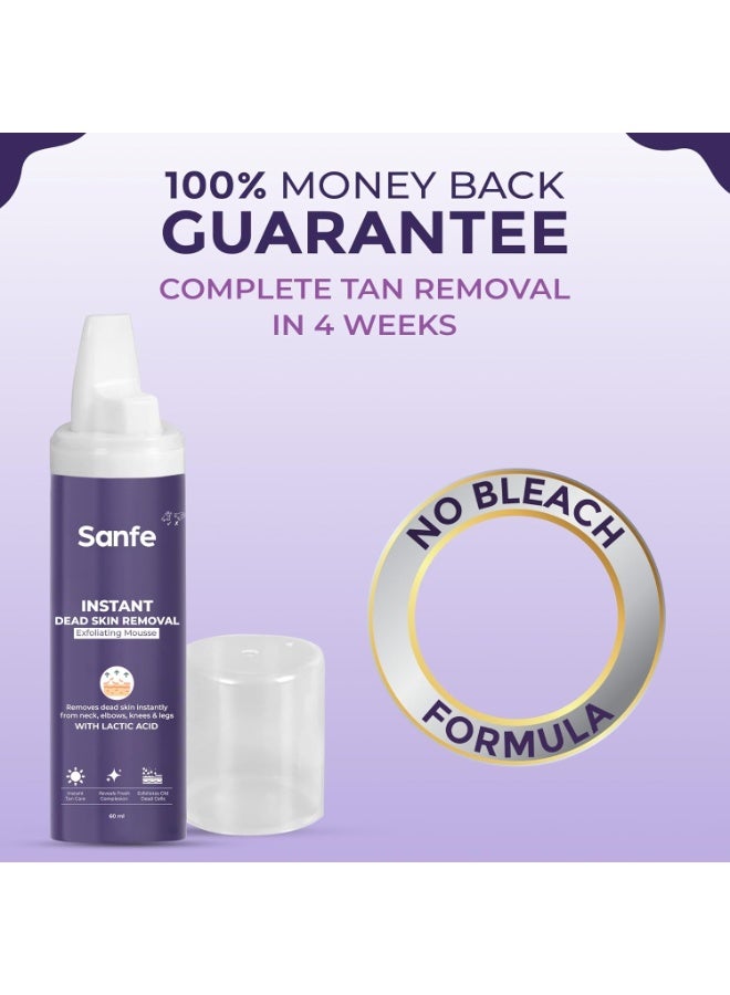 Sanfe Instant Dead Skin Removal Exfoliating Mousse | Visibly Removes Tan, Exfoliation in Minutes | For Smooth & Bright Skin | 60 ml - Image 5