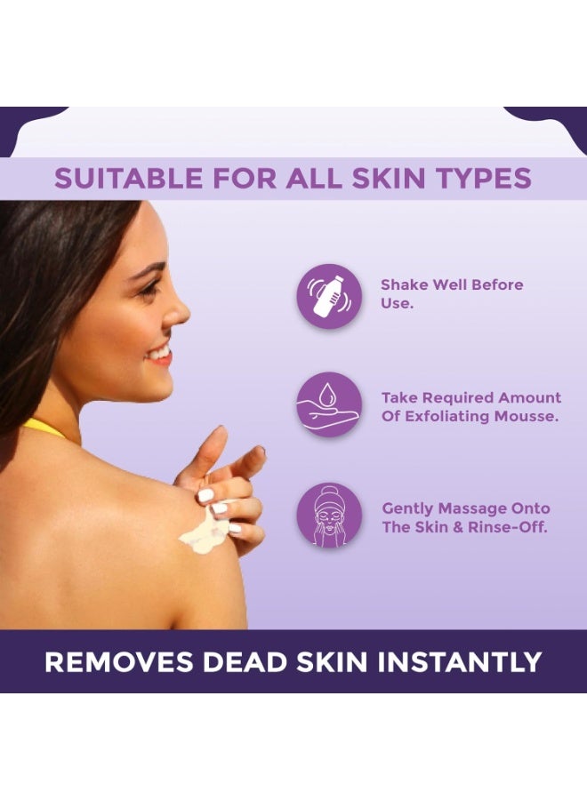 Sanfe Instant Dead Skin Removal Exfoliating Mousse | Visibly Removes Tan, Exfoliation in Minutes | For Smooth & Bright Skin | 60 ml - Image 4