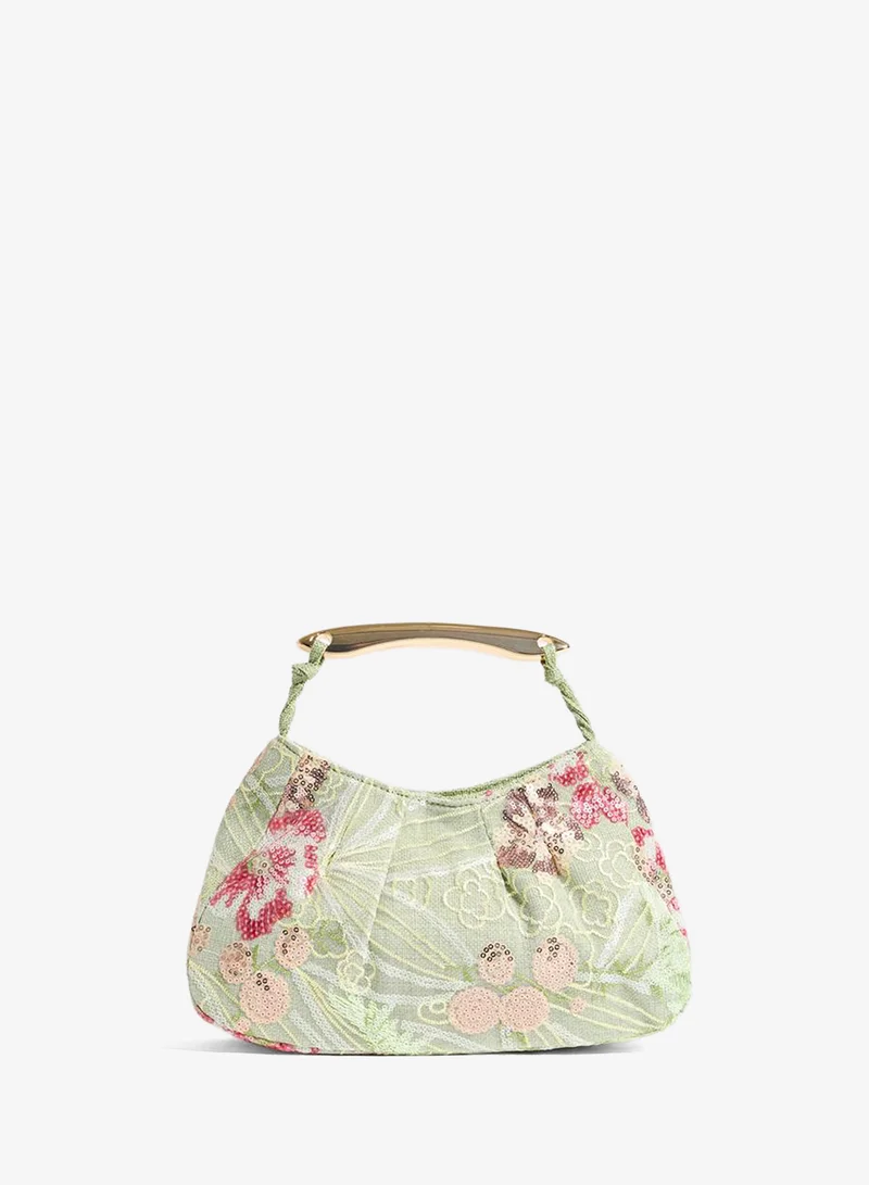 Styli  Floral Sequin Mini Handbag with Bar Handle for Women | Best Price UAE