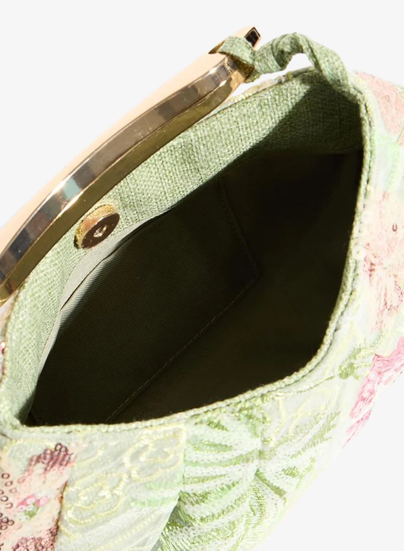 Styli  Floral Sequin Mini Handbag with Bar Handle for Women | Best Price UAE