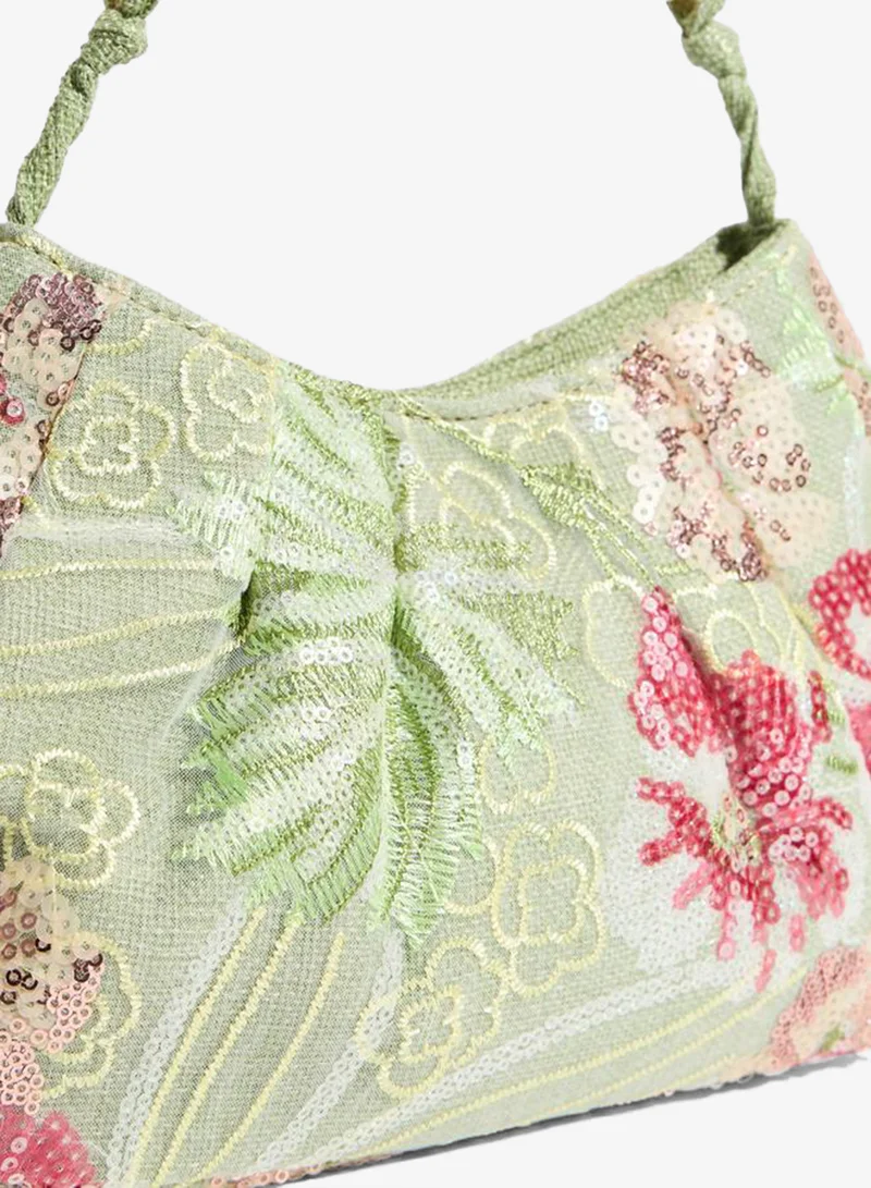 Styli  Floral Sequin Mini Handbag with Bar Handle for Women | Best Price UAE
