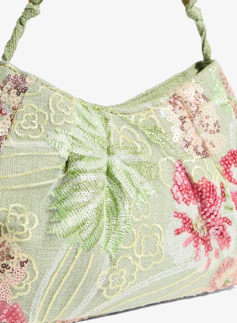 Styli Floral Sequin Mini Handbag with Bar Handle - Image 3