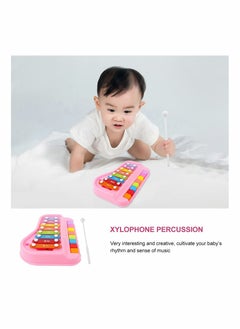 واي آند دي Baby Piano Xylophone Kid Toy 8 Keys Educational Musical Instruments Knocking Percussion Plaything Pink  - Image 2