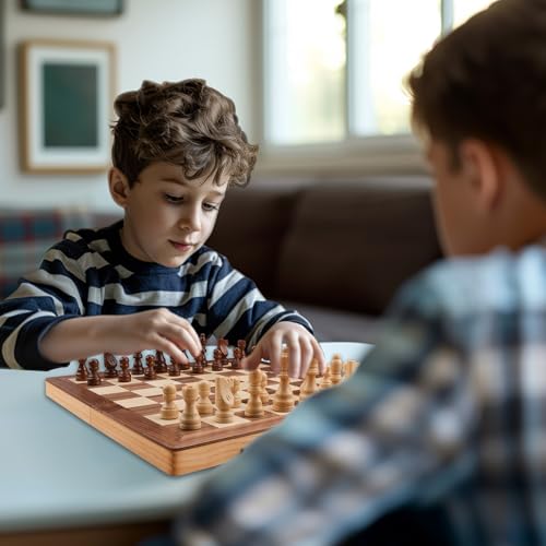 Gothink Chess Set Board Games for Adults 15 Handcrafted Wooden Game Board with 2 Extra Pawn Pieces Storage Box Instructions Folding Chess Game for Tournament Professional Beginner NonMagnetic - Image 5