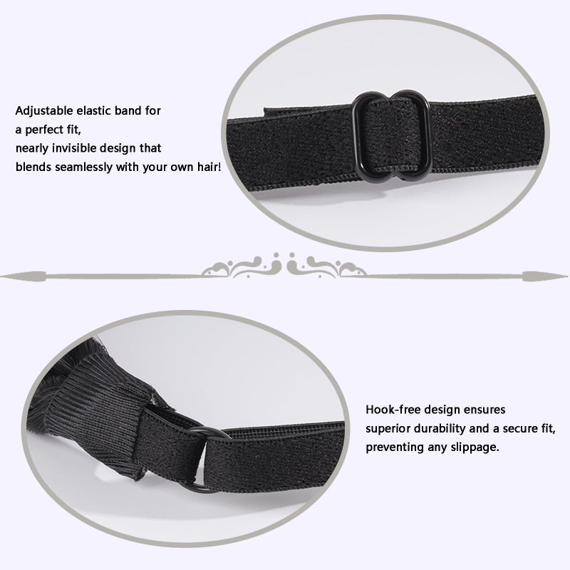 Fumwase 5 Strands Synthetic Hair Braided Headbands Stretch Elastic Classic Chunky Wide Plaited Hair Braids Braid Band Boho Black Headband for Women Girls Women's Padded Wig Beauty Accessories (Black) - Image 4