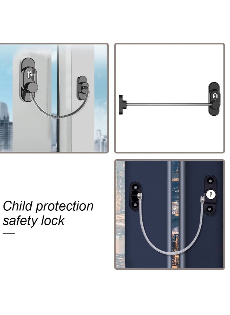 Excefore - Window Safety Locks, 2 Pcs Window Locks Child Safety, Window Restrictor Scratch Window Door Safety Locks, with Key Screw, for Child Safety and Protection - Image 1