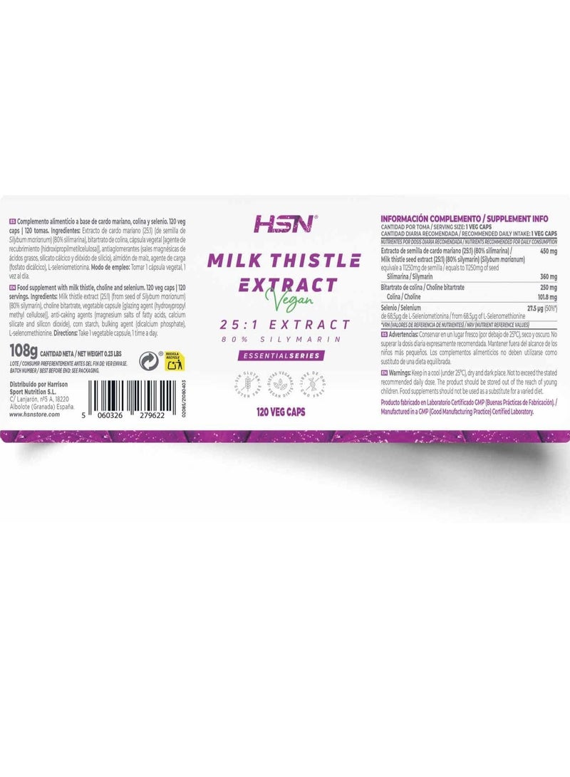 HSN Milk Thistle Extract (25:1) 450mg - 120 veg caps  - Image 5