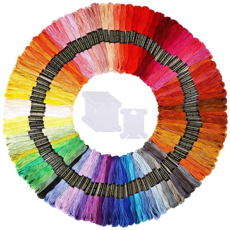Caydo Caydo 100 Skeins Embroidery Floss Friendship Bracelets String with 12 Pieces Floss Bobbins 