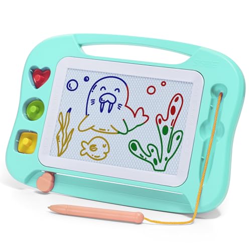 SGILE Toddler Toys for Kids Magnetic Drawing Board for Birthday Gift Toys for 1 2 3 Year Old Girls Boys Etch Sketch Pad with 3 Stamps Learning and Educational Green - Image 1