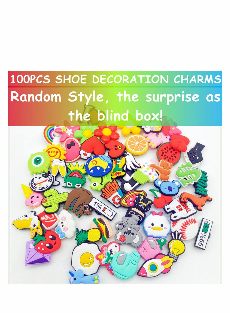 KASTWAVE Shoe Decoration Charms, 100 Pcs Mix Unique Styles, Random Cute Cartoon Style Clogs and Bracelet Decoration Accessories, Perfect Gift for Boys Girls Women - Image 3