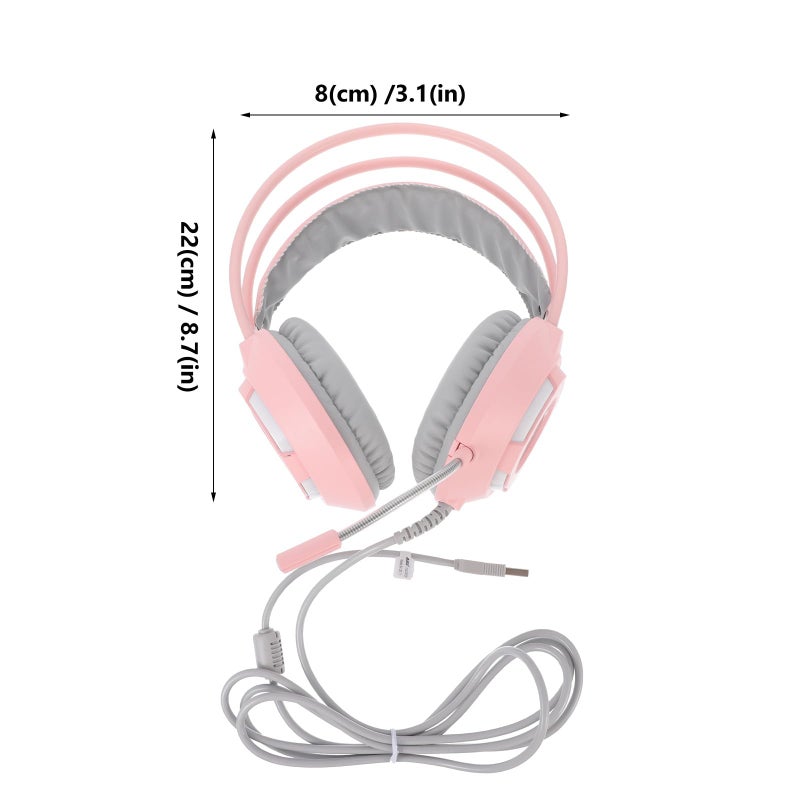 Pink Over Ear Gaming Headset with Microphone Stereo Sound Closed Back for PC - Image 3