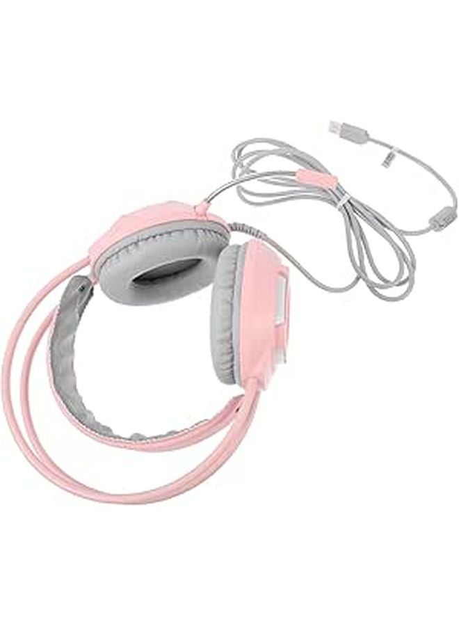 Pink Over Ear Gaming Headset with Microphone Stereo Sound Closed Back for PC - Image 1
