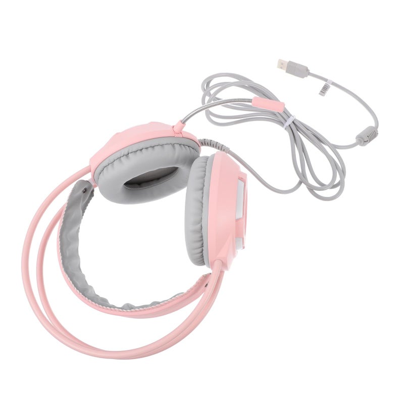 Pink Over Ear Gaming Headset with Microphone Stereo Sound Closed Back for PC - Image 2