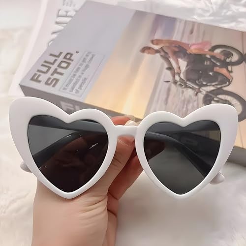 STORE 2508 Pack of 3 Oversized Heart Shaped Sunglasses Unisex Framed Glasses Candy Colour Fun Sunglasses Holi Party Pool Party Group Holidays Black Red White - Image 4