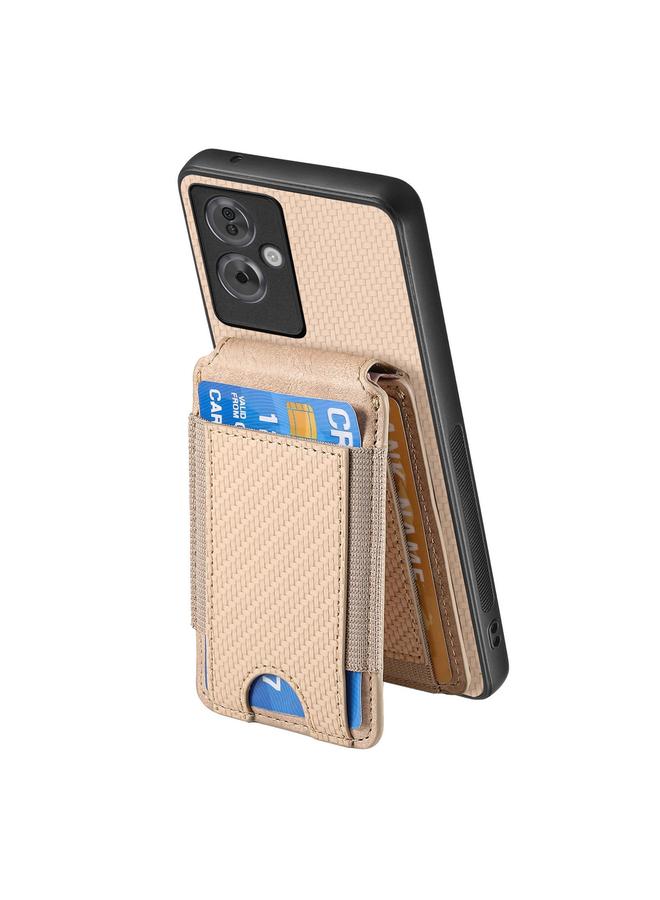 اس-توب جراب هاتف OPPO F19 Pro+ من ألياف الكربون مع حامل محفظة عمودي قابل للطي - Image 3