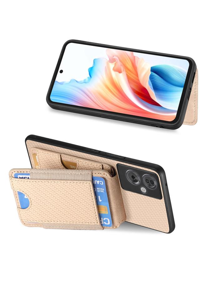 اس-توب جراب هاتف OPPO F19 Pro+ من ألياف الكربون مع حامل محفظة عمودي قابل للطي - Image 5