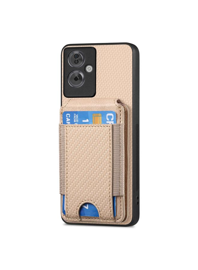 اس-توب جراب هاتف OPPO F19 Pro+ من ألياف الكربون مع حامل محفظة عمودي قابل للطي - Image 2
