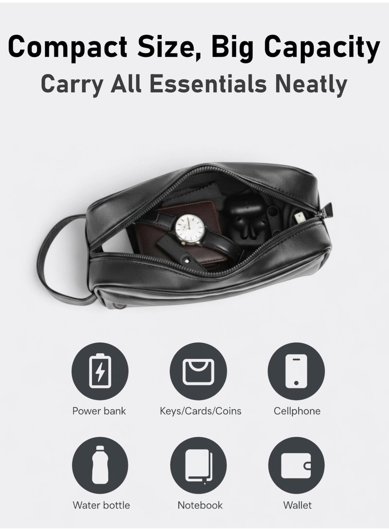 سفن حقيبة كلتش سفر، حقيبة يد محفظة هاتف وأدوات الزينة جلد صناعي متين للرجال – تصميم منسوج - Image 3