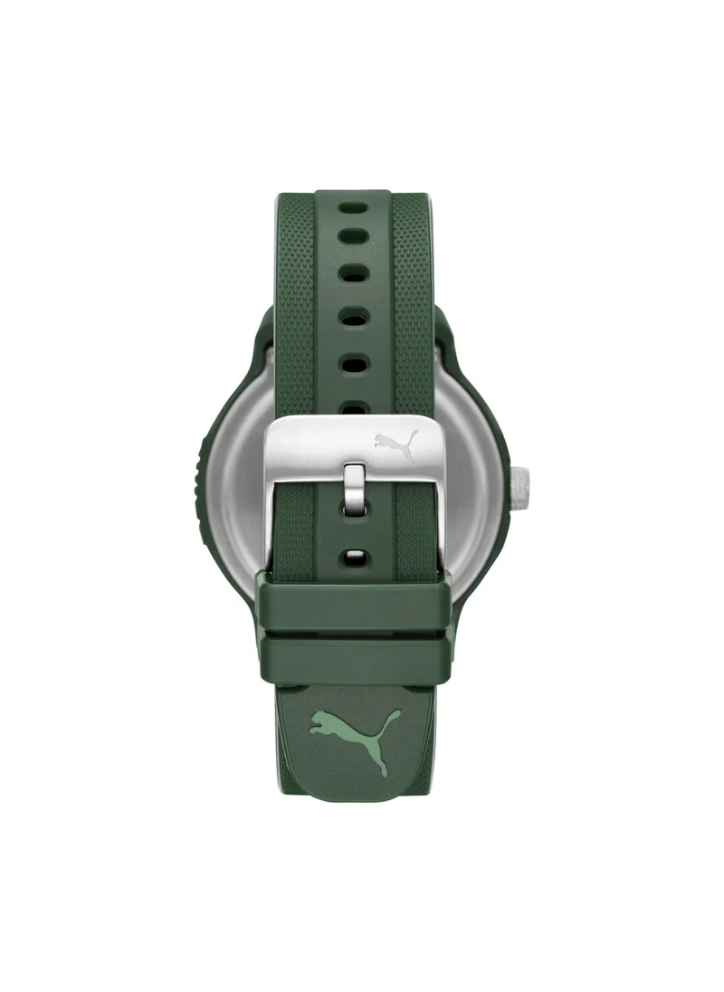 بوما Men's Analog Quartz Watch With Green PU Leather Strap - 5 ATM - PU P5015