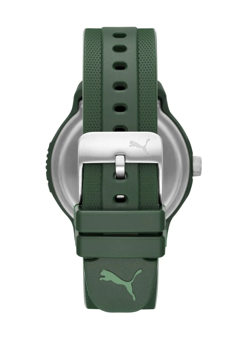 بوما Men's Analog Quartz Watch With Green PU Leather Strap - 5 ATM - PU P5015