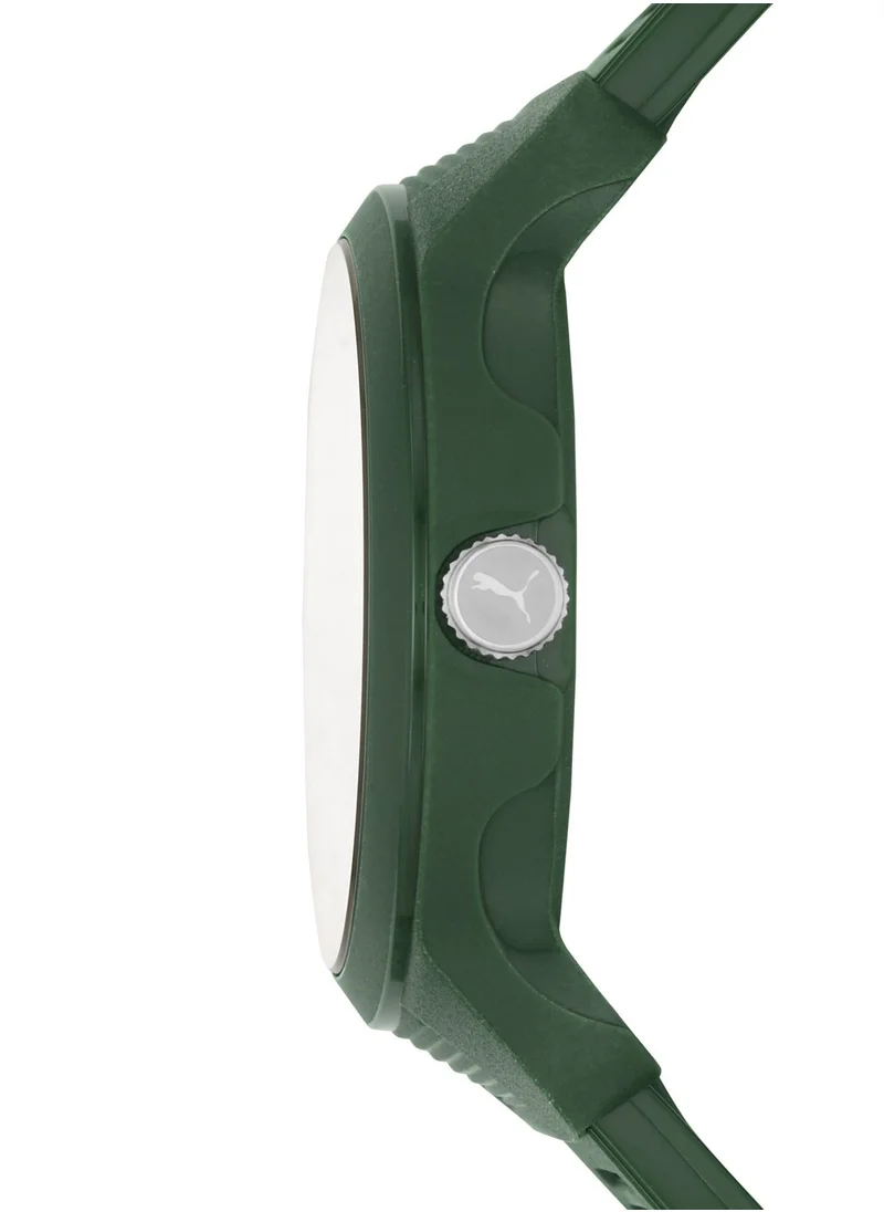 بوما Men's Analog Quartz Watch With Green PU Leather Strap - 5 ATM - PU P5015