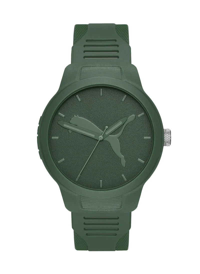 بوما Men's Analog Quartz Watch With Green PU Leather Strap - 5 ATM - PU P5015