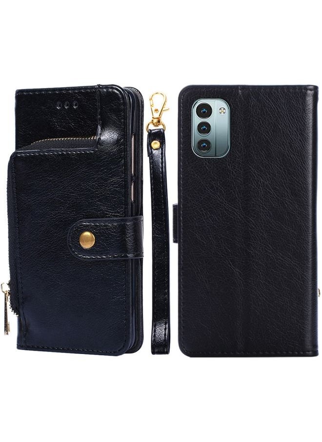 HuHa Case Cover For For Nokia G21/G11 Zipper Bag Leather Phone Case(Black) 