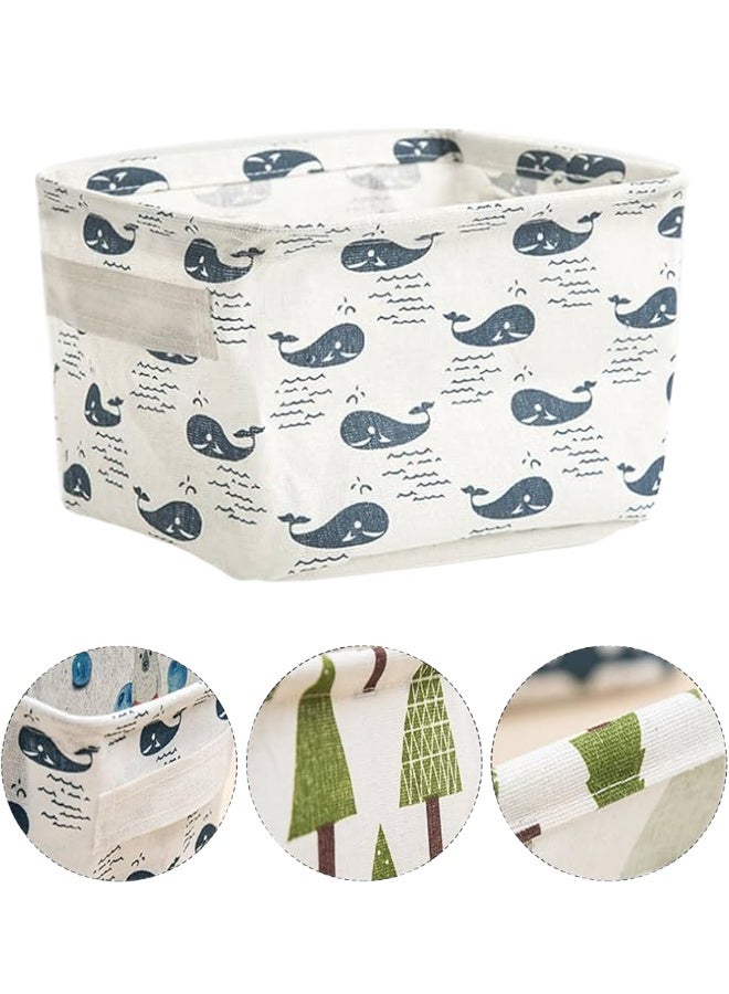 سلة تخزين قماشية أنيقة بمقابض جانبية - صندوق تخزين قابل للطي للأغراض الصغيرة والقرطاسية - منظم مثالي للمدخل للمفاتيح وغرفة النوم لمستحضرات التجميل وأدوات النظافة - متوفرة بأشكال متنوعة - قطعة واحدة - Image 1