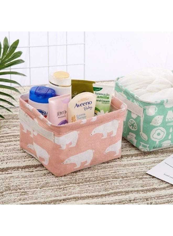 سلة تخزين قماشية أنيقة بمقابض جانبية - صندوق تخزين قابل للطي للأغراض الصغيرة والقرطاسية - منظم مثالي للمدخل للمفاتيح وغرفة النوم لمستحضرات التجميل وأدوات النظافة - متوفرة بأشكال متنوعة - قطعة واحدة - Image 2