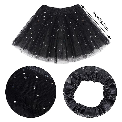 Dxhycc Black Cat Costume Cat Ears Headband Tail Bowtie Tutu and Face Stickers for Halloween Dress Up Party (Black, 11.8) - Image 3