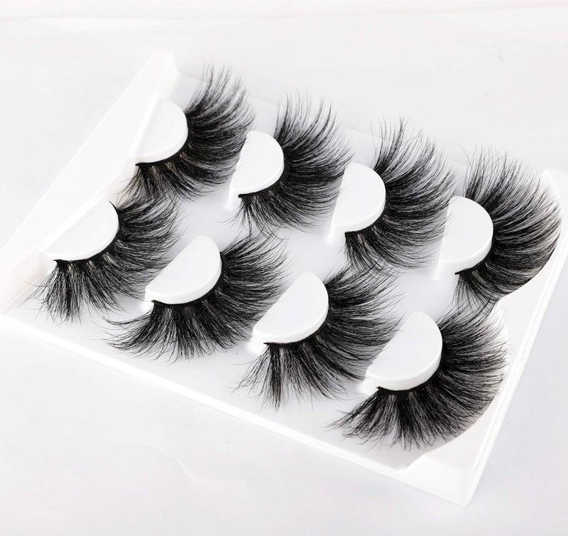 wiwoseo 25MM Lashes False Eyelashes Long Dramatic Faux Mink Fake Eye Lashes Thick Cross Fluffy Volume 4 Pairs Pack - Image 4