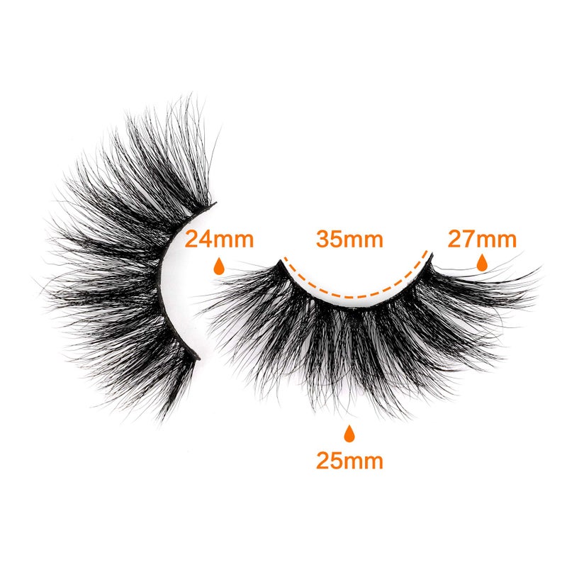 wiwoseo 25MM Lashes False Eyelashes Long Dramatic Faux Mink Fake Eye Lashes Thick Cross Fluffy Volume 4 Pairs Pack - Image 5