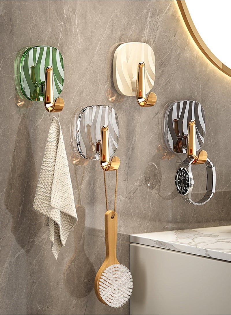 Gold Decorative Wall Hooks – Strong Adhesive Hooks with Colored Backplates, Set of 4, Heavy-Duty Storage Hooks for Entryway, Bathroom, Kitchen & Bedroom - Image 1