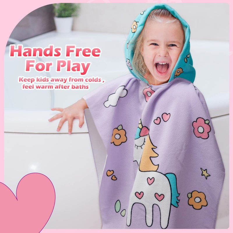Chumia 3 Pack Kids Hooded Beach Poncho Towels Toddler Swim Pool Bath Towels with Hood Thicker Cotton Absorbent Cover up for Boys Girls Baby(47 x 24 Inch,Mermaid, Unicorn) - Image 5