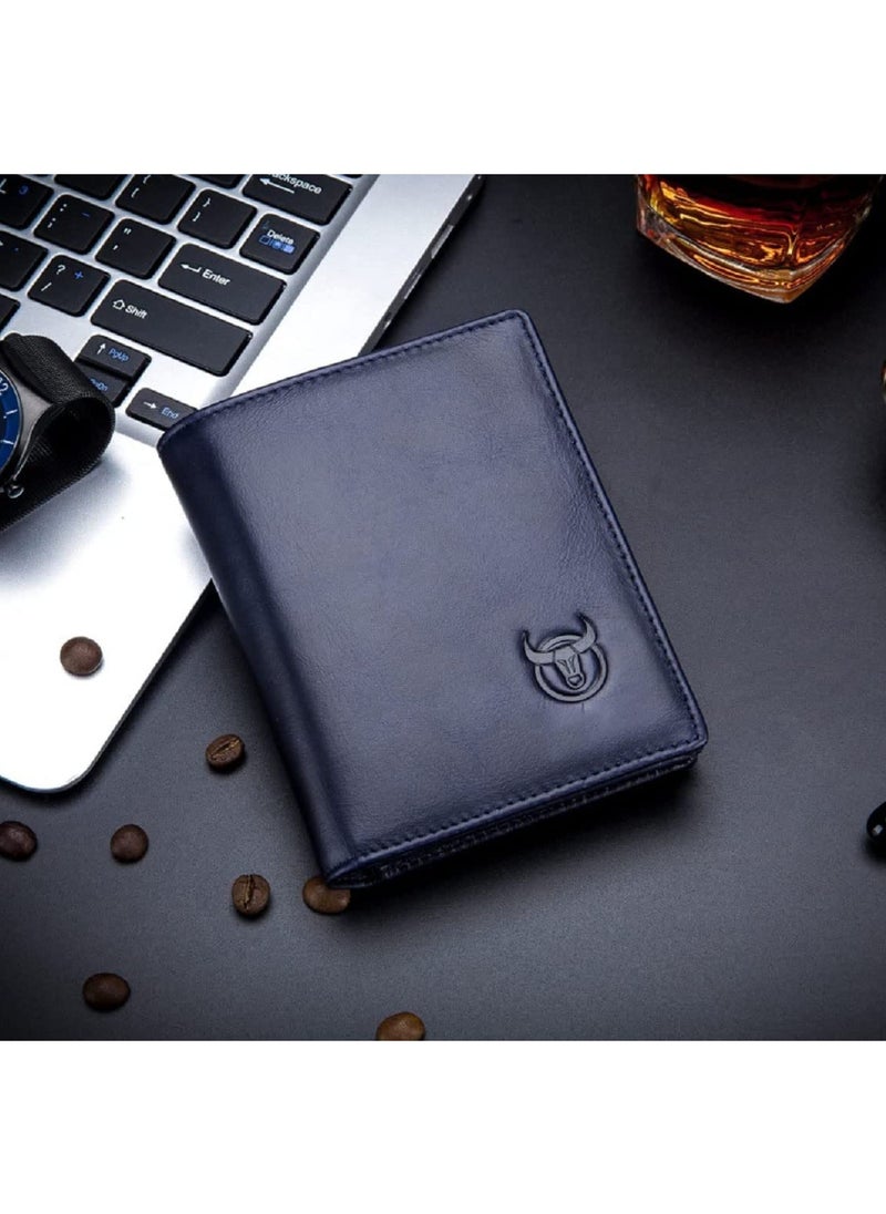 CONTACTS - Men's Genuine Leather Wallet   RFID Blocking Wallet 14 Card Slots  1 ID Window and Large Capacity Can Hold 50 Currency Notes - Image 1