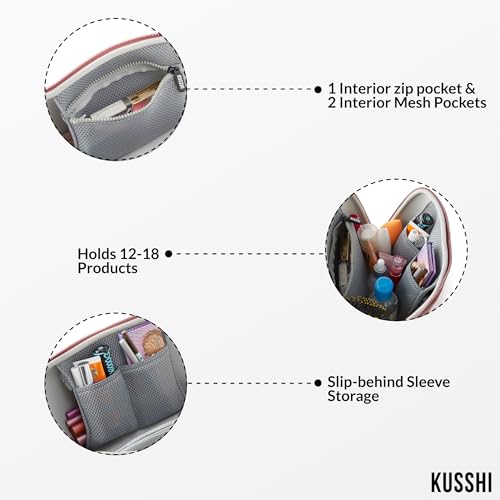 KUSSHI Neoprene Makeup Bag - Washable Makeup Bag for Stress Free Travel (Mauve/Stone) - Image 3