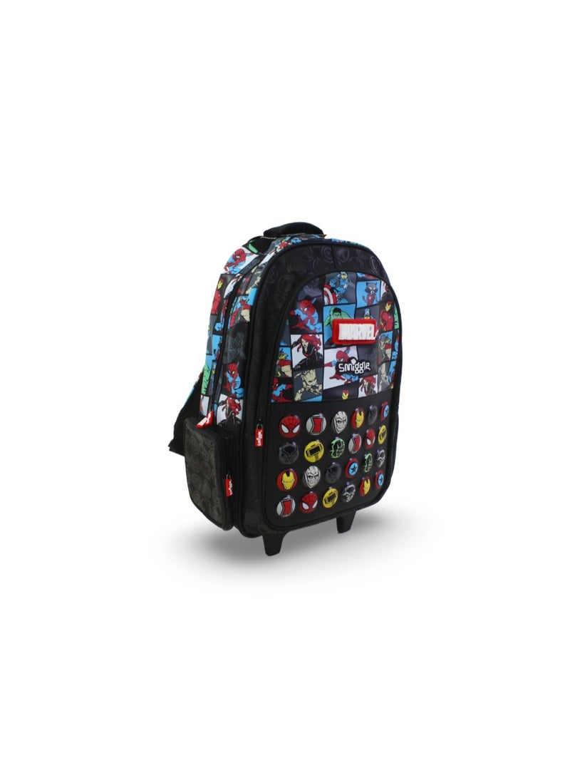 سميجل حقيبة بعجلات من Smiggle بتصميم "المنتقمون" (Avengers) - مقاس 18 بوصة - لون أسود - Image 1