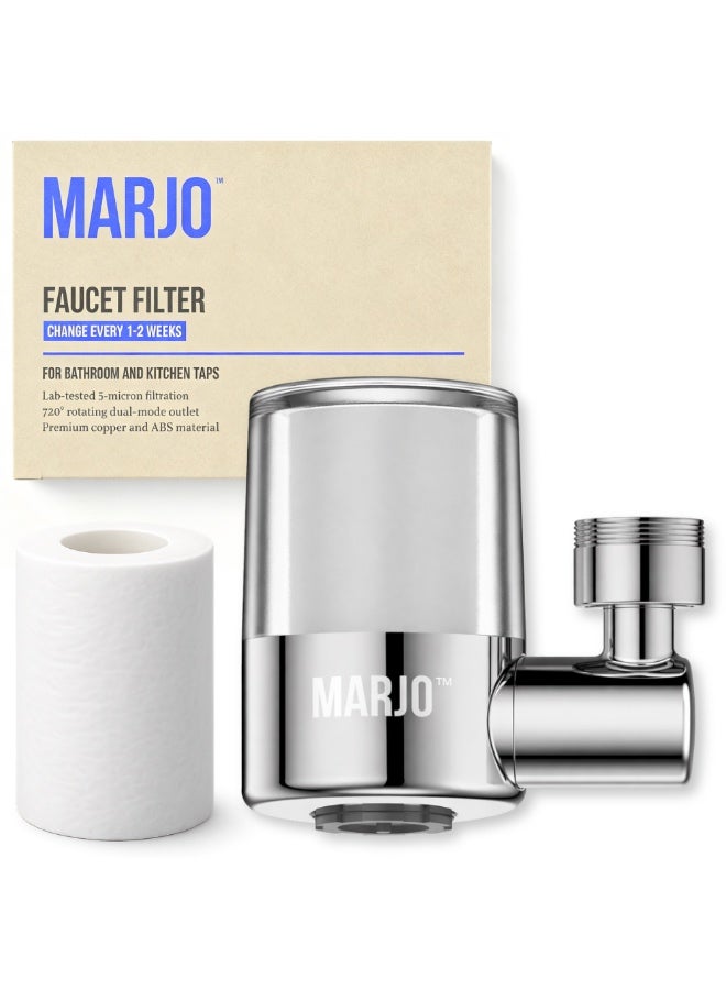 Marjo 5-micron PP cotton Faucet Filter for Sink - 720° Swivel Tap Water Filter with Dual Flow Modes | Reduces Chlorine, PFAS/PFBA, Rust & Heavy Metals | Universal Fit for Bathroom & Kitchen - Image 1