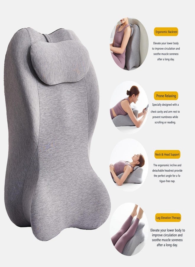 StarAneer Memory Foam Ergonomic Wedge Pillow & Reading Pillow - Orthopedic Support for Neck, Back & Legs - Ideal for Sleeping, Elevating & Pressure Relief - Removable Washable Cover - Image 2