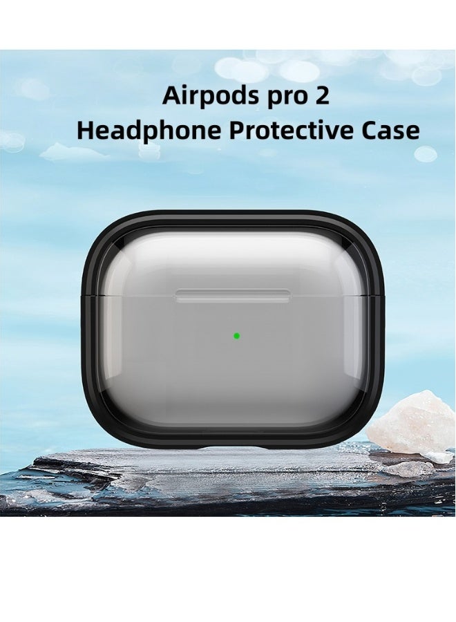 AirPods Pro 2 Bluetooth Headset Transparent Protective Cover, Shockproof Lock Buckle Cover, Front Led Visible - Image 1