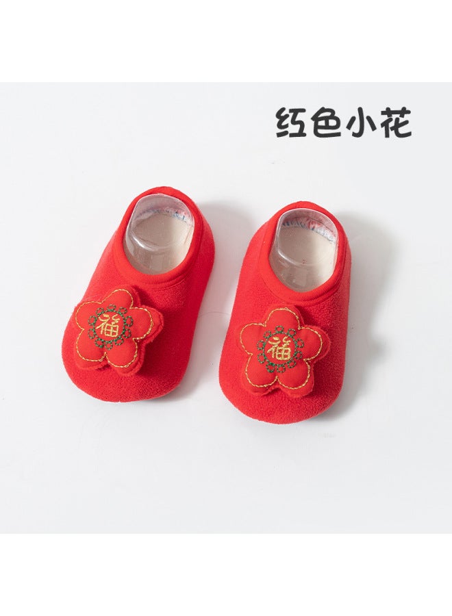New Baby Floor Socks Red Cute Dispensing Non-slip Indoor Socks Warm Soft Bottom Baby Shoes