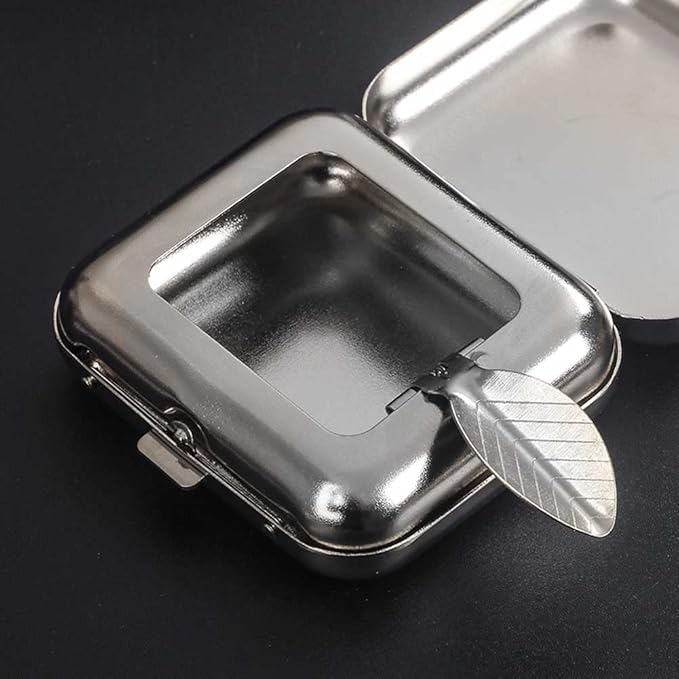 VALUEVIBES Stainless Steel Mini Compact Ashtray, Pocket & Car Ashtray - Portable for Indoor, Outdoor & Travel (Silver) - 1 Pcs - Image 3