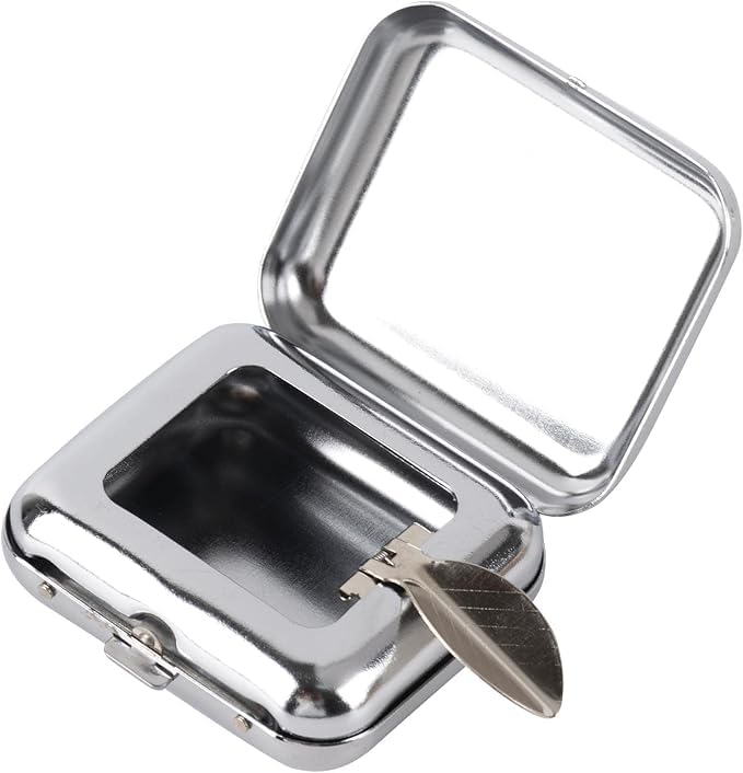 VALUEVIBES Stainless Steel Mini Compact Ashtray, Pocket & Car Ashtray - Portable for Indoor, Outdoor & Travel (Silver) - 1 Pcs - Image 1