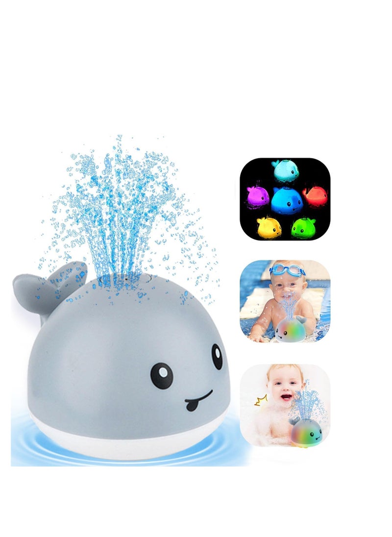 ECVV - Automatic Automatic Sprinkler Baby Bathtub Toys Light Up Whale Spray Water Bathtub Toys with LED Light Sprinkler Bathtub Toys for Toddlers Infant Kids Boys Girls (Gray) - Image 1