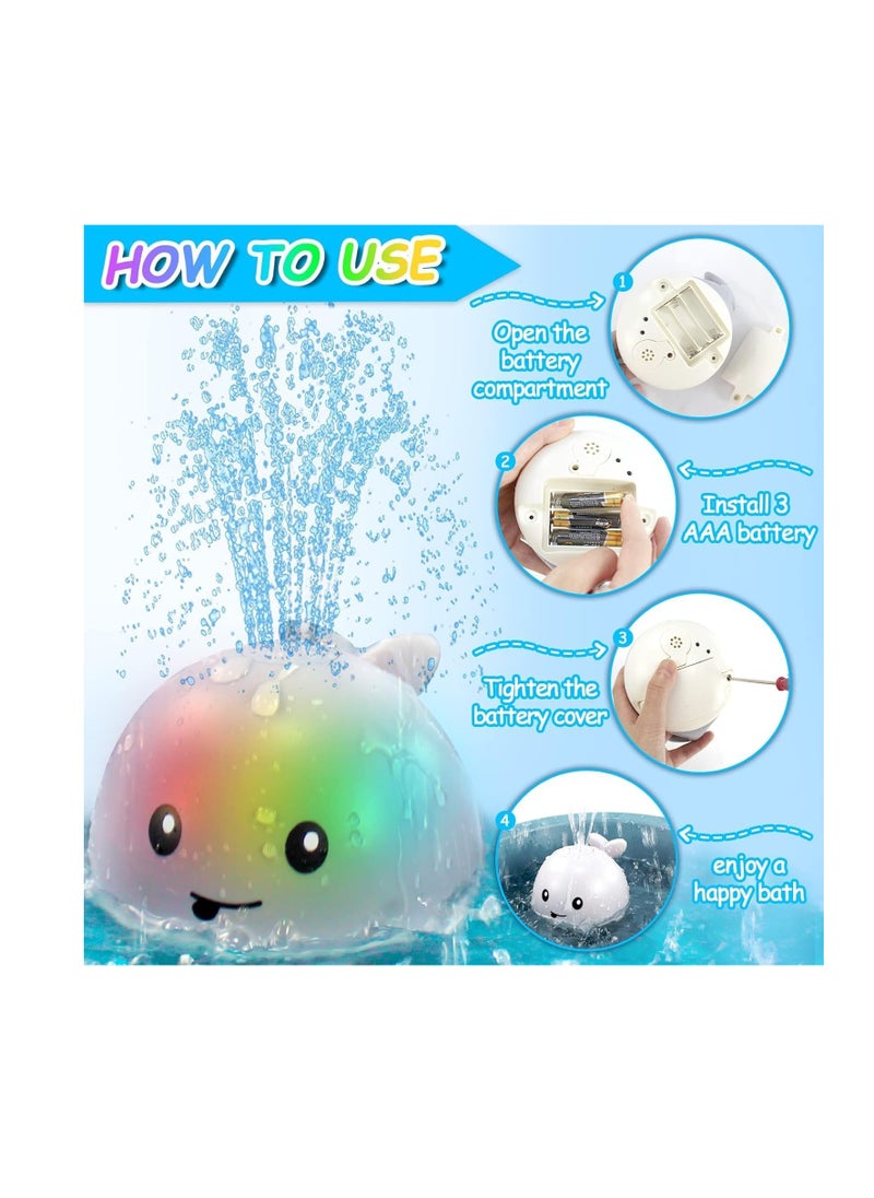 ECVV - Automatic Automatic Sprinkler Baby Bathtub Toys Light Up Whale Spray Water Bathtub Toys with LED Light Sprinkler Bathtub Toys for Toddlers Infant Kids Boys Girls (Gray) - Image 1