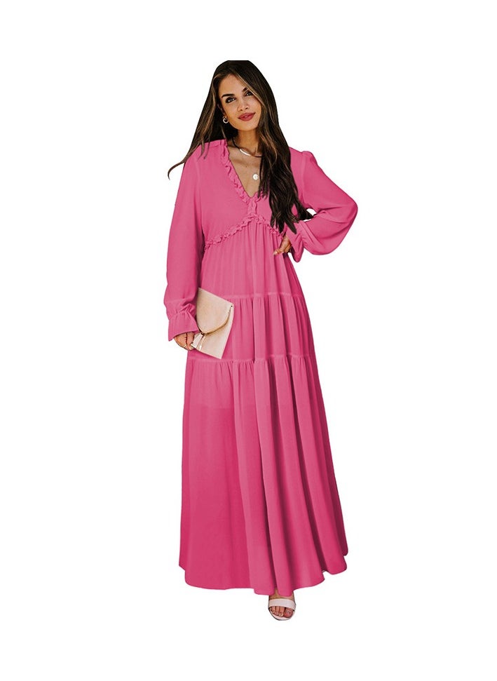 Loquat Thin Gauze Floral Long Sleeved Dress 