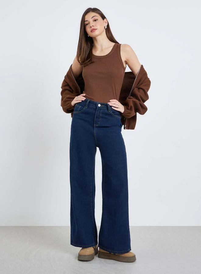 Styli Women Brown Sleeveless Knit Top