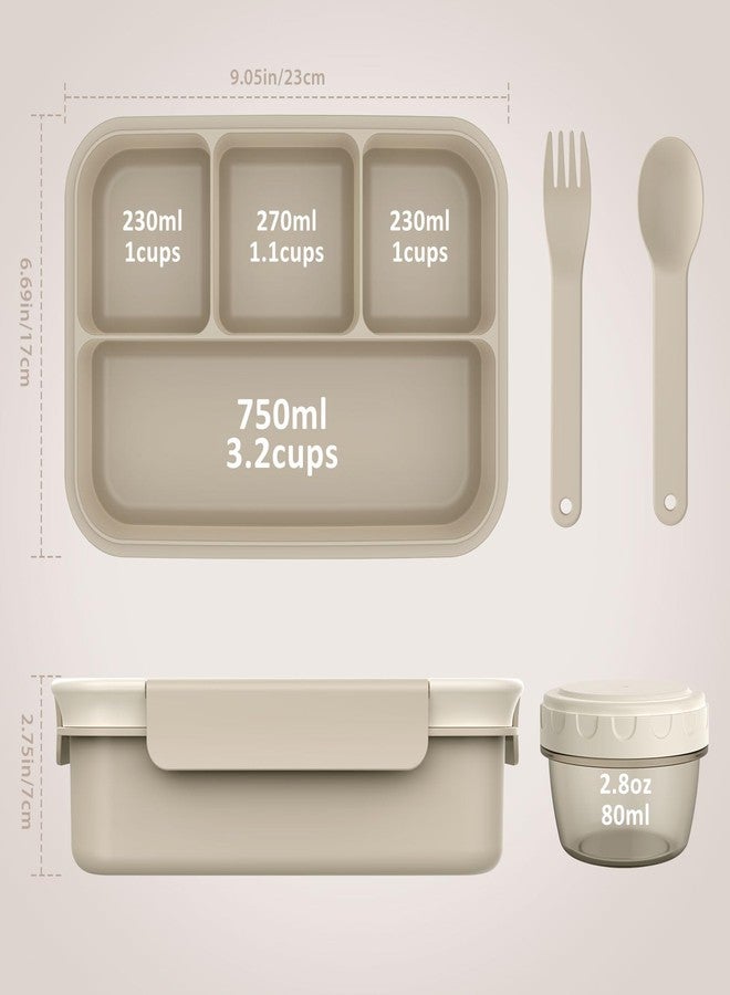 Caperci Bento Box Adult - 50 oz Large Lunch Containers for Adults and Teens, 4-Compartment Bento Lunch Box with Utensils & Leak Proof Sauce Cup, Dishwasher Safe, Durable, BPA-Free (Mocha) - Image 2