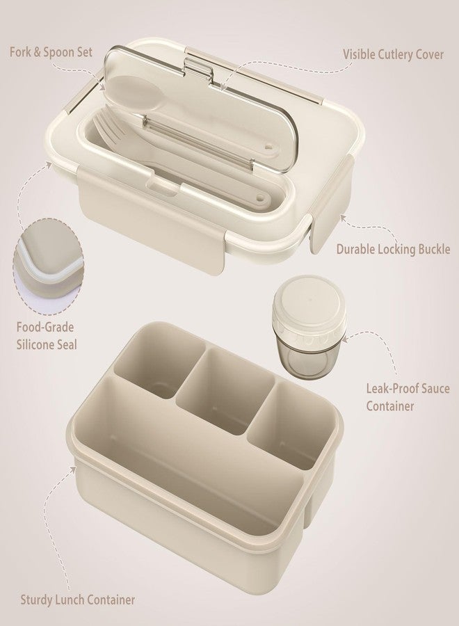 Caperci Bento Box Adult - 50 oz Large Lunch Containers for Adults and Teens, 4-Compartment Bento Lunch Box with Utensils & Leak Proof Sauce Cup, Dishwasher Safe, Durable, BPA-Free (Mocha) - Image 5