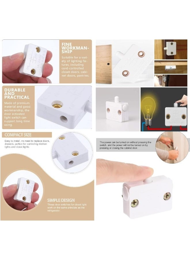 melfi Pack OF 4PCS 1A 250V Cupboard Door Switch Door Light Control Switch Auto Switch Push to Break Door Light Switch for Cabinet Door Wardrobe  - Image 4